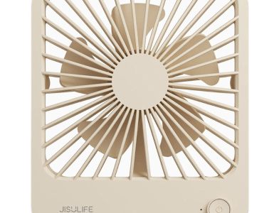 Jisulife FA26 4500mAh Rechargeable Ultra Thin Desktop Fan Light Brown