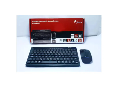 A.Tech 2.4Ghz Mini Slim Wireless কিবোর্ড অ্যান্ড মাউস কম্বো - Black