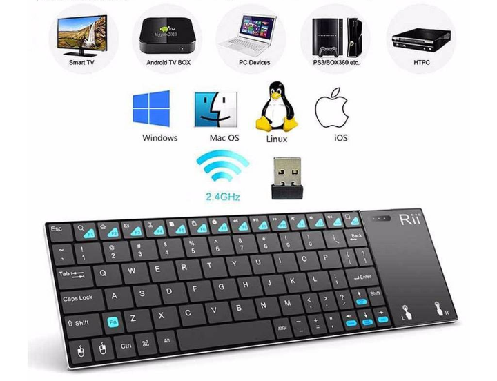 Rii K12+ মিনি ওয়্যারলেস স্লিম কী-বোর্ড