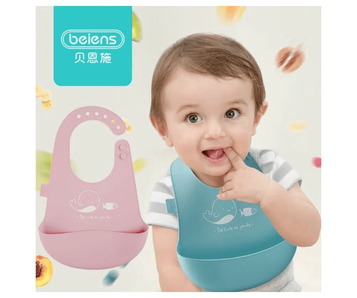 Cute Infants Waterproof Kids Apron Feeding Baby সিলিকন বিবস পিক রাইস পকেট