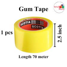1 pcs 2.5 Inch 70 Meter Yellow Gum Tape for Carton Binding